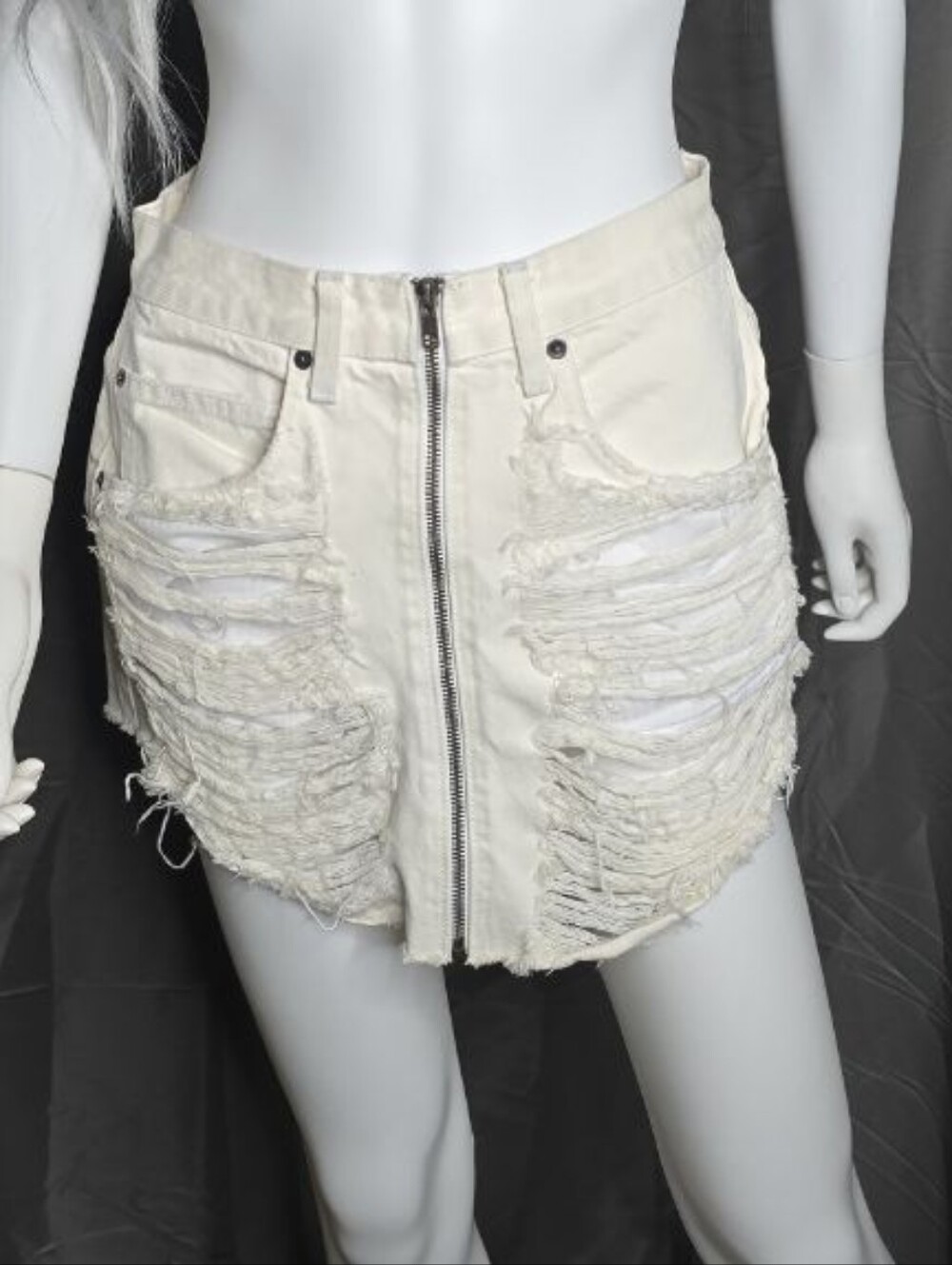 Carmar Cream Denim Mini Skirt with Branded Waist Patch